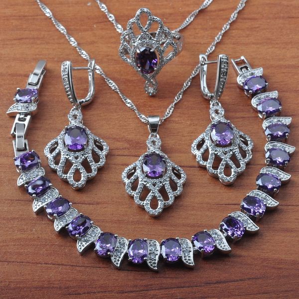 natural purple crystal jewelry sets for women wedding silver color earrings necklace ring bracelet christmas gift js0627
natural purple crystal jewelry sets for women wedding silver color earrings necklace ring bracelet christmas gift js0627