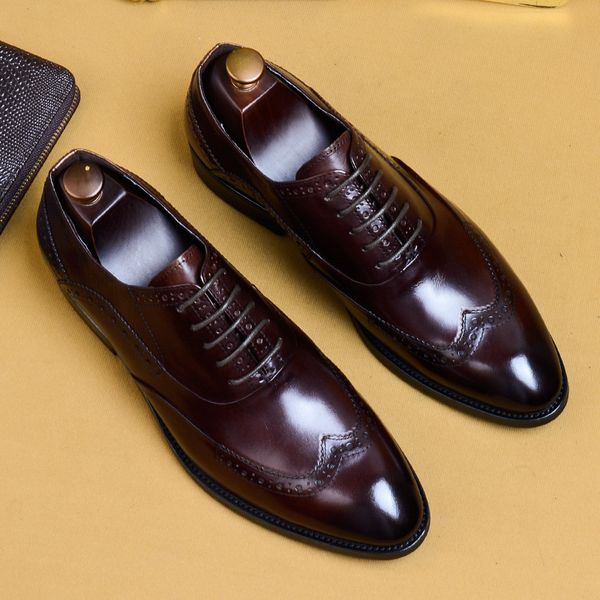 2020 new men's formal dress single shoes layer leather men brogues business shoes large size men, Black
2020 new men's formal dress single shoes layer leather men brogues business shoes large size men, Black