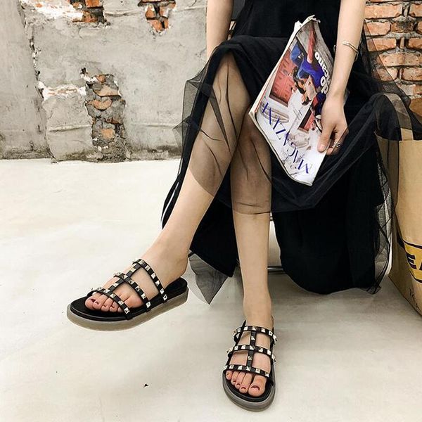 slippers 2021 summer women's shoes thick bottom rivet sandals casual wear open toe flats platform women beach, Black
slippers 2021 summer women's shoes thick bottom rivet sandals casual wear open toe flats platform women beach, Black
