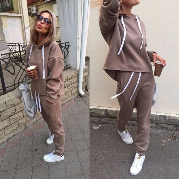 2018 autumn tracksuit long sleeve thicken hooded sweatshirts 2 piece set casual sport suit women tracksuit set, Black
2018 autumn tracksuit long sleeve thicken hooded sweatshirts 2 piece set casual sport suit women tracksuit set, Black