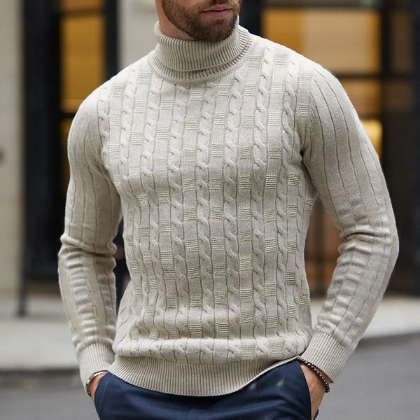 men's casual solid color turtleneck knitted sweater male fashion long sleeve pullover, White;black
men's casual solid color turtleneck knitted sweater male fashion long sleeve pullover, White;black