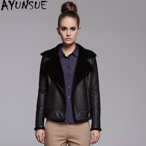 ayunsue genuine leather jacket natural sheep shearling fur coat winter jacket women 100% sheepskin coat female bomber jackets my, Black
ayunsue genuine leather jacket natural sheep shearling fur coat winter jacket women 100% sheepskin coat female bomber jackets my, Black