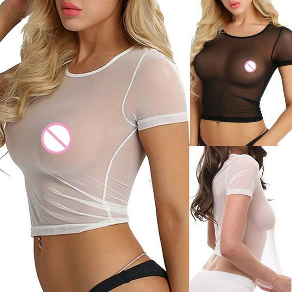 women's blouses & shirts women blouse sheer mesh see-through short sleeve crop slim shirt transparent, White
women's blouses & shirts women blouse sheer mesh see-through short sleeve crop slim shirt transparent, White