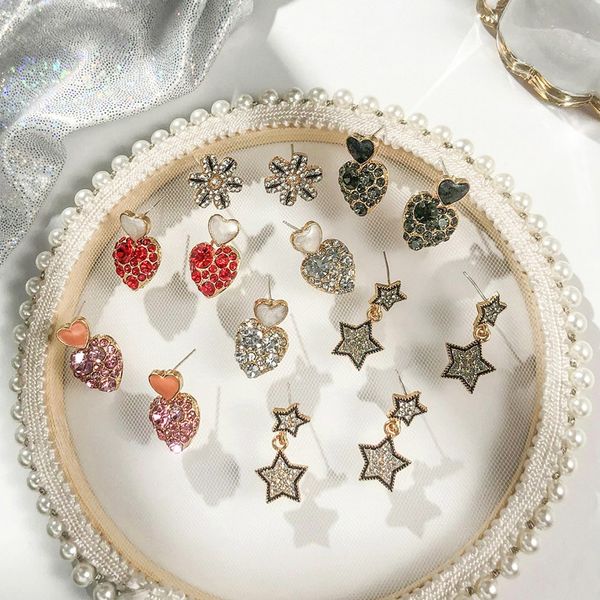 match-right exaggerated fashion crystal double star heart earrings korean cute rhineston drop earrings women jewelry lx097, Silver
match-right exaggerated fashion crystal double star heart earrings korean cute rhineston drop earrings women jewelry lx097, Silver