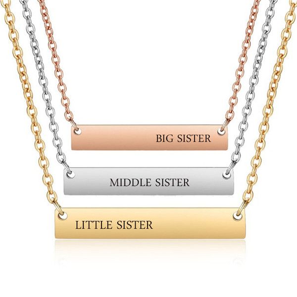 fashion carved big sister /middle sister/ little sister pendant necklace for women creative stainless steel bar necklace charm clavicle cha, Silver
fashion carved big sister /middle sister/ little sister pendant necklace for women creative stainless steel bar necklace charm clavicle cha, Silver
