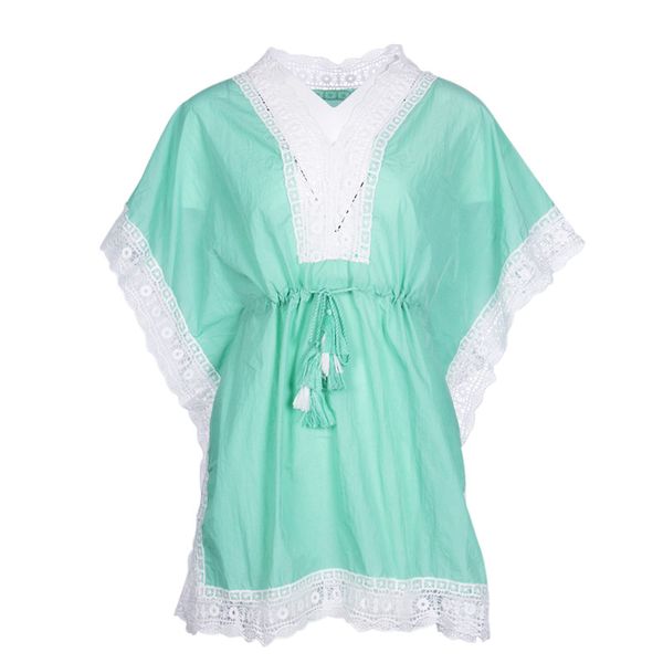 women bathing suit bikini cover ups lace floral batwing sleeve swimming beachwear v neck loose blouse sundress sunscreen, Blue;gray
women bathing suit bikini cover ups lace floral batwing sleeve swimming beachwear v neck loose blouse sundress sunscreen, Blue;gray