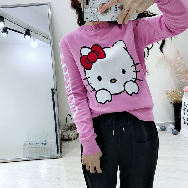 women cute animal cat print knitted pink pullover sweater ladies korean style winter thick sweaters knitwear fall jumpers q9284, White;black
women cute animal cat print knitted pink pullover sweater ladies korean style winter thick sweaters knitwear fall jumpers q9284, White;black
