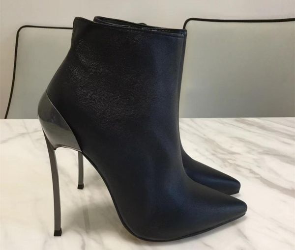high heels pointed toe ankle boots fashion women's real leather short boots eu35-42 size by480, Black
high heels pointed toe ankle boots fashion women's real leather short boots eu35-42 size by480, Black