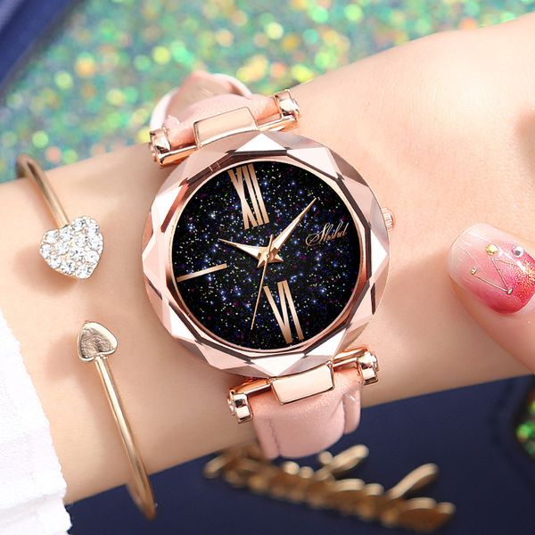 2019 rhinestone fashion women's watch sky star quartz watch women leather band wrist female clock ladies reloj, Slivery;brown
2019 rhinestone fashion women's watch sky star quartz watch women leather band wrist female clock ladies reloj, Slivery;brown