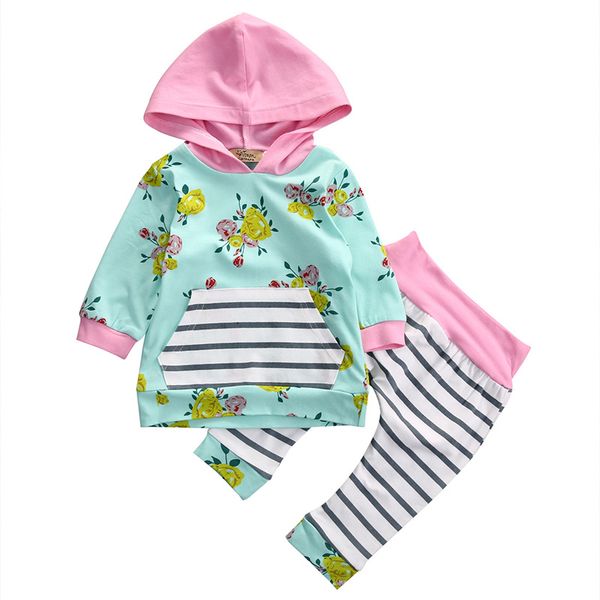 2pcs newborn toddler kids baby boy girl floral clothes set long sleeve hooded striped long pant trouser children clothing, White
2pcs newborn toddler kids baby boy girl floral clothes set long sleeve hooded striped long pant trouser children clothing, White