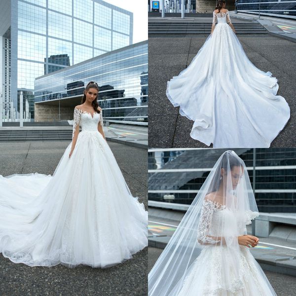 2019 a line bohemian wedding dresses sheer jewel neck lace appliques chapel train button back vestido de novia long sleeve bridal gowns, White
2019 a line bohemian wedding dresses sheer jewel neck lace appliques chapel train button back vestido de novia long sleeve bridal gowns, White
