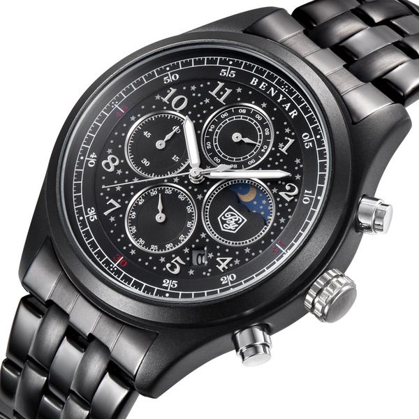 benyar fashion business for men watches moon phase full steel for men quartz chronograph sport watch relojes hombre .1, Slivery;brown
benyar fashion business for men watches moon phase full steel for men quartz chronograph sport watch relojes hombre .1, Slivery;brown