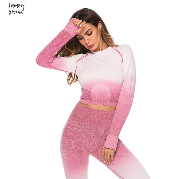 вершины crop фитнес бесшовные поножи ombre спортивная одежда для женщин двухкусочный набор моды толстовка tracksuit женщин наборы, Gray
вершины crop фитнес бесшовные поножи ombre спортивная одежда для женщин двухкусочный набор моды толстовка tracksuit женщин наборы, Gray