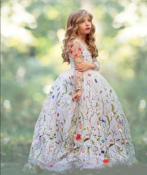 2020 new embroidery floral wedding birthday party flower girl dresses ball gown long sleeve little girls pageant gowns customize, White;blue
2020 new embroidery floral wedding birthday party flower girl dresses ball gown long sleeve little girls pageant gowns customize, White;blue