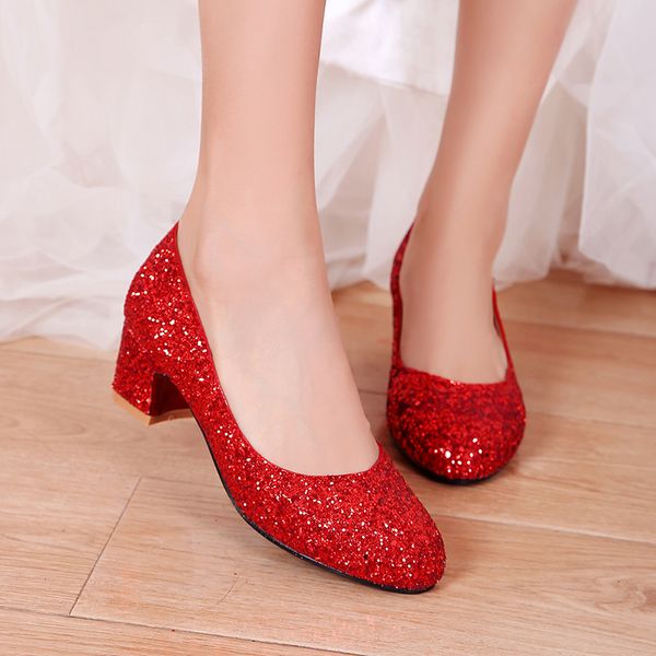 chinese wedding shoes comfortable round toe pumps fashion bling slip-on silver red gold high heels low women's shoes big size, Black
chinese wedding shoes comfortable round toe pumps fashion bling slip-on silver red gold high heels low women's shoes big size, Black