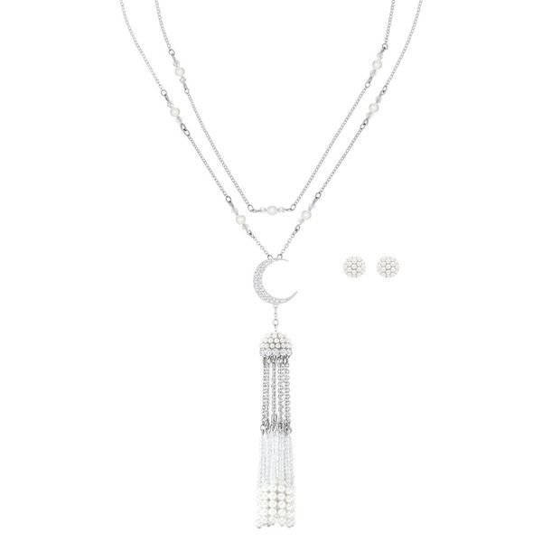 2019 fashion new moon tassel set original female jewelry to send girlfriend anniversary wedding engagement gift, Silver
2019 fashion new moon tassel set original female jewelry to send girlfriend anniversary wedding engagement gift, Silver