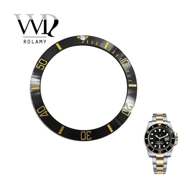 rolamy wholesale replacement black with gold writings ceramic bezel 38mm insert made for gmt 40mm 116610 ln