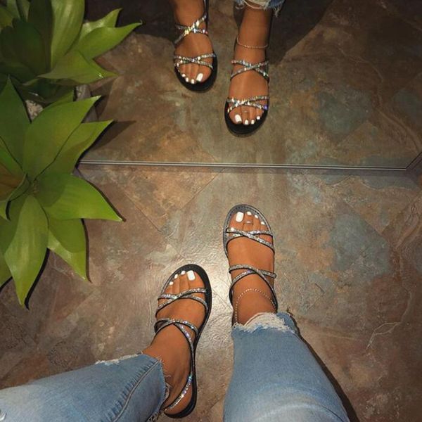 woman sandals ladies bling crystal flat women cross band shoes female 2020 summer fashion beach footwear plus size 42, Black
woman sandals ladies bling crystal flat women cross band shoes female 2020 summer fashion beach footwear plus size 42, Black