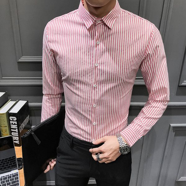 2019 autumn long sleeve men shirt slim fit striped business formal wear blouse homme camisa masculina shirt 5xl men clothes, White;black
2019 autumn long sleeve men shirt slim fit striped business formal wear blouse homme camisa masculina shirt 5xl men clothes, White;black