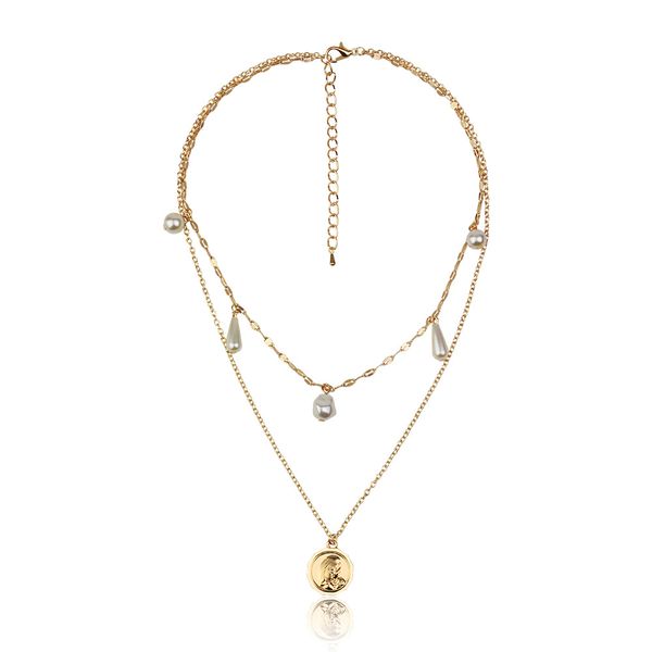 new style elegant pearl pendant necklace accessories human head pendant multilayer necklace necklace women, Silver
new style elegant pearl pendant necklace accessories human head pendant multilayer necklace necklace women, Silver