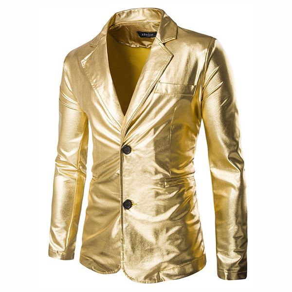 men's suits & blazers men bronzing bright surface acting suit fashion personality cool coat casual pu leather jacket blazer, White;black
men's suits & blazers men bronzing bright surface acting suit fashion personality cool coat casual pu leather jacket blazer, White;black