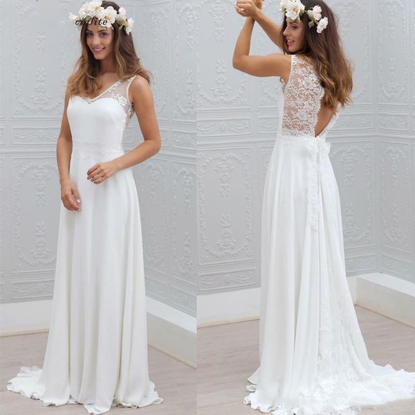 wedding dresses bridal gowns lace dresses sheer v- neck applique chiffon natural a-line hollow back long bridal gowns custom made china, White
wedding dresses bridal gowns lace dresses sheer v- neck applique chiffon natural a-line hollow back long bridal gowns custom made china, White