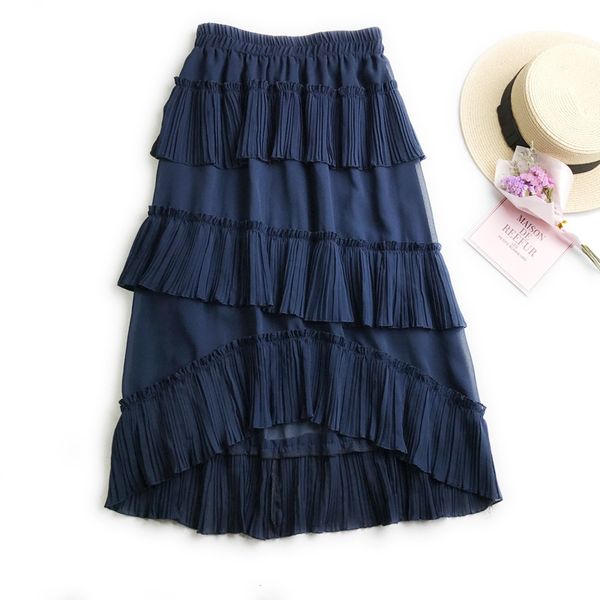 2019 spring and summer chiffon irregular temperament cake skirt ruffled cake skirt slim tuxedo female, Black
2019 spring and summer chiffon irregular temperament cake skirt ruffled cake skirt slim tuxedo female, Black