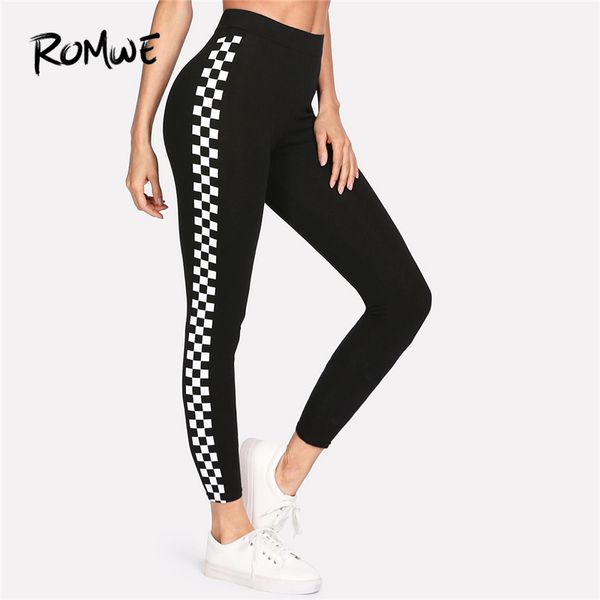 romwe sport black checkered sideseam yoga pants women 2018 new female fitness running sport gym leggings pants, White;red
romwe sport black checkered sideseam yoga pants women 2018 new female fitness running sport gym leggings pants, White;red