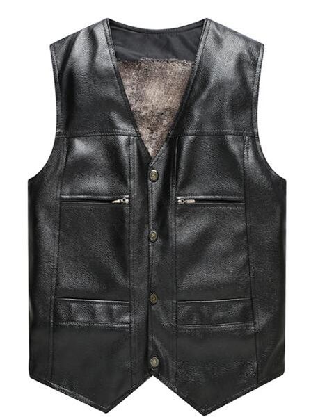 2019 spring and autumn middle and old age plus fleece waistcoat, multi-pocket pu men's wear, menleather jacket, Black
2019 spring and autumn middle and old age plus fleece waistcoat, multi-pocket pu men's wear, menleather jacket, Black