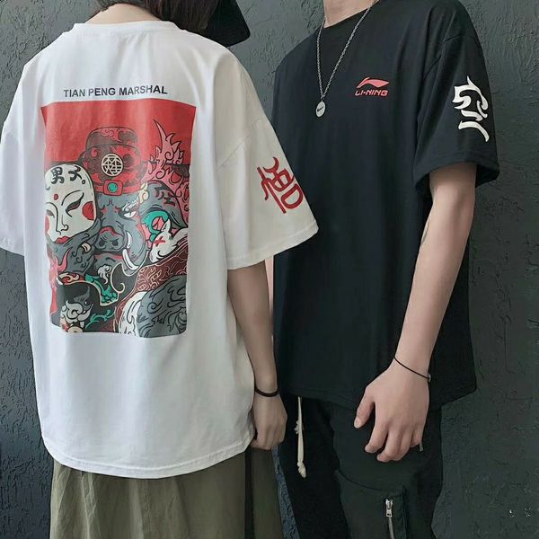 summer 2020 new printed t-shirt round neck short sleeve t-shirt, casual fashion trend men's wear #004, White;black