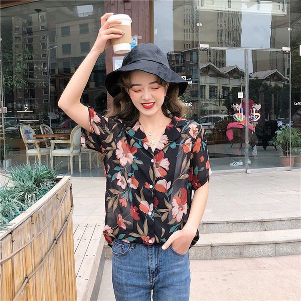 casual printing chiffon blouse slim short sleeve shirt women summer lapel blouse shirt rk, White
casual printing chiffon blouse slim short sleeve shirt women summer lapel blouse shirt rk, White