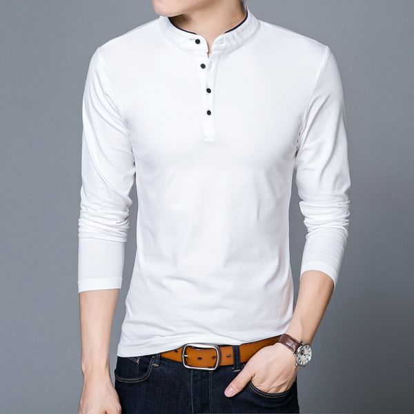 new fashion t-shirt men spring autumn cotton t shirt men solid color tshirt collar long sleeve tees, White;black
new fashion t-shirt men spring autumn cotton t shirt men solid color tshirt collar long sleeve tees, White;black