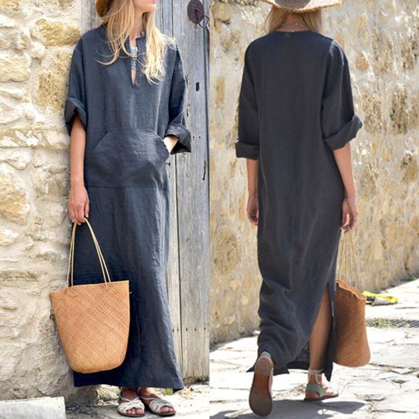 vestidos celmia women vintage linen dress 2018 summer autumn deep v neck long sleeve split long maxi dress kaftan plus size, White;black
vestidos celmia women vintage linen dress 2018 summer autumn deep v neck long sleeve split long maxi dress kaftan plus size, White;black
