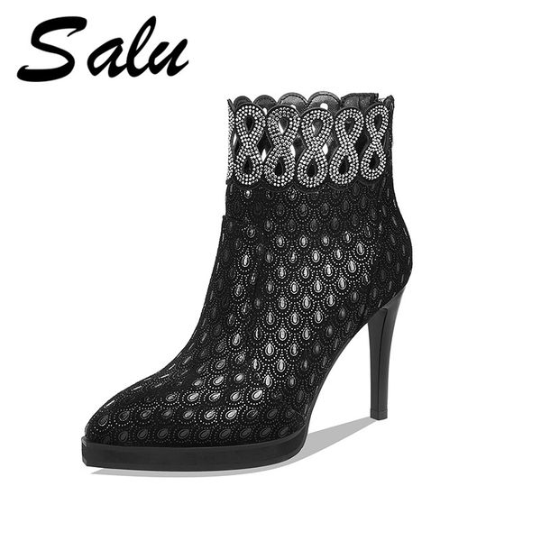 salu fashion brand thin high heels pointed toe party wedding shoes woman zipper ladies short basic ankle boots, Black
salu fashion brand thin high heels pointed toe party wedding shoes woman zipper ladies short basic ankle boots, Black