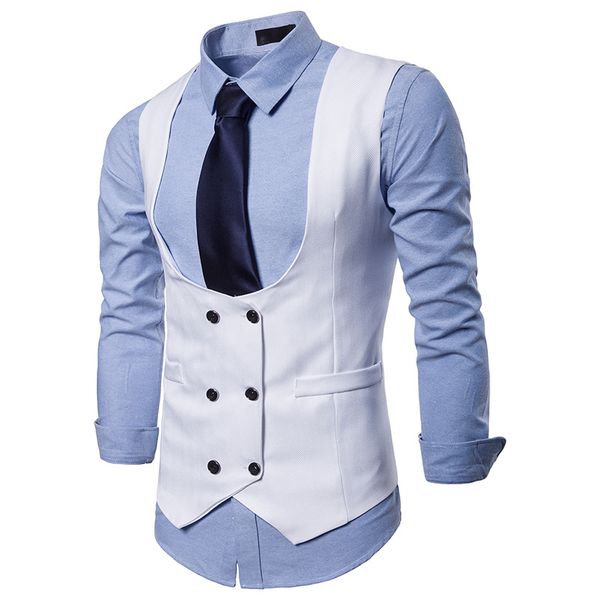 custom mens double breasted white vest slim fit sleeveless black waistcoat men business wedding vests burgundy costume homme, Black;white
custom mens double breasted white vest slim fit sleeveless black waistcoat men business wedding vests burgundy costume homme, Black;white