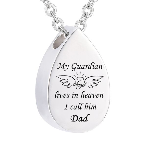 cremation memorial wing jewelry my guardian angel cremation urn ashes memorial stainless steel water droplets pendant necklace, Silver 
cremation memorial wing jewelry my guardian angel cremation urn ashes memorial stainless steel water droplets pendant necklace, Silver