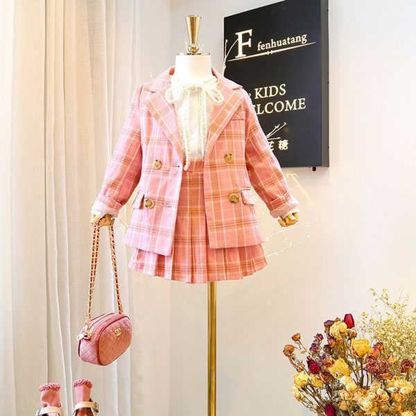 girls clothing set kids tracksuit for girls fashion suit school uniform pink plaid girls clothes spring 2pcs children clothes t200414, White
girls clothing set kids tracksuit for girls fashion suit school uniform pink plaid girls clothes spring 2pcs children clothes t200414, White