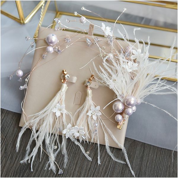 high-end fairy beauty feather purple pearl bridal headdress mori makeup styling bride wedding hair jewerly, Golden;white
high-end fairy beauty feather purple pearl bridal headdress mori makeup styling bride wedding hair jewerly, Golden;white