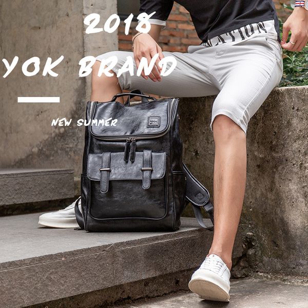 men's casual pu backpack fashion men's trend commuter backpack short-distance travel bag