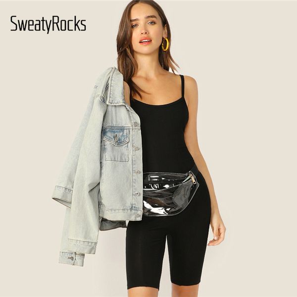 sweatyrocks solid cami unitard romper women black playsuit summer 2019 mid waist skinny rompers womens short jumpsuit, Black;white
sweatyrocks solid cami unitard romper women black playsuit summer 2019 mid waist skinny rompers womens short jumpsuit, Black;white