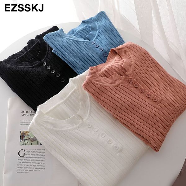 women's sweaters 2021 autumn winter thick sweater pullover women long sleeve fashion o-neck bling button chic knit top, White;black
women's sweaters 2021 autumn winter thick sweater pullover women long sleeve fashion o-neck bling button chic knit top, White;black