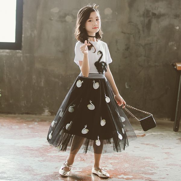 swan embroidery princess girls skirt sets 10 to 12 years 2 pcs white +black mesh skirt teen girls outfit t200413
swan embroidery princess girls skirt sets 10 to 12 years 2 pcs white +black mesh skirt teen girls outfit t200413