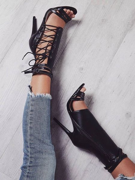 2020 new foreign trade new large high heel strap belt buckle sandal boots roman fashion womens boots, Black
2020 new foreign trade new large high heel strap belt buckle sandal boots roman fashion womens boots, Black