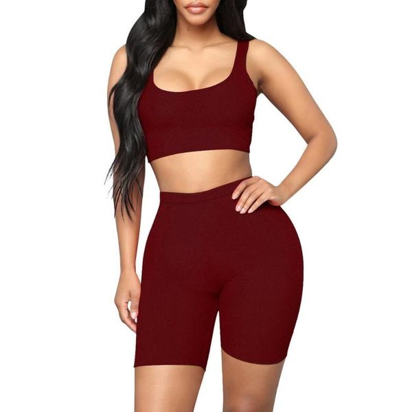 seamless sports suit activewear set solid fitness vest high rise shorts sports suit workout sportswear gym yoga clothin, White;red