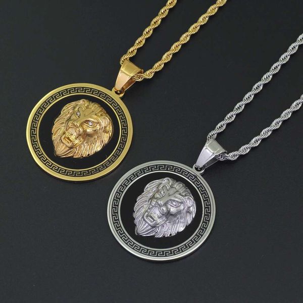 hip hop lion head round pendant necklaces for men western animal luxury necklace stainless steel cuban chains dog tag jewelry 235y, Silver
hip hop lion head round pendant necklaces for men western animal luxury necklace stainless steel cuban chains dog tag jewelry 235y, Silver