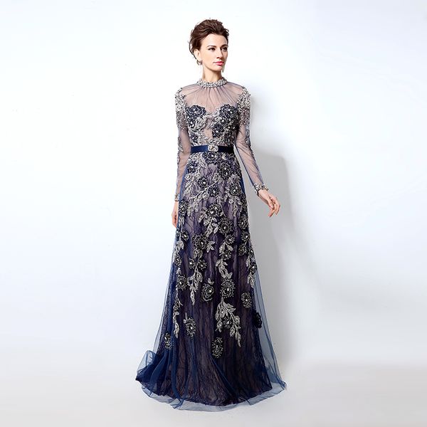 navy blue lx014 in stock tulle lace prom dresses sheath beaded floor length formal evening luxury party gown fast shipping, Black
navy blue lx014 in stock tulle lace prom dresses sheath beaded floor length formal evening luxury party gown fast shipping, Black