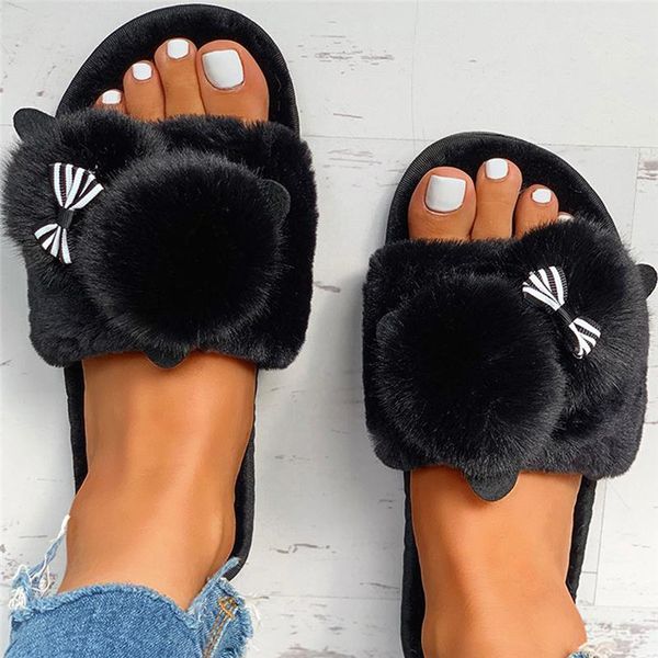 2020 new ladies fluffy fur slippers cute bear soft indoor home slides furry non-slip flip flops plush house flat shoes #40, Black
2020 new ladies fluffy fur slippers cute bear soft indoor home slides furry non-slip flip flops plush house flat shoes #40, Black