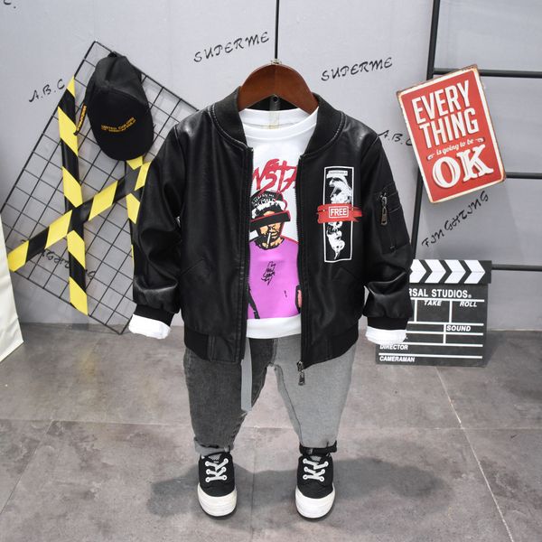 3pcs wlg kids clothes boys autumn letter pu jacket white sweatshirt and jean clothing set baby fashion clothes t200414
3pcs wlg kids clothes boys autumn letter pu jacket white sweatshirt and jean clothing set baby fashion clothes t200414