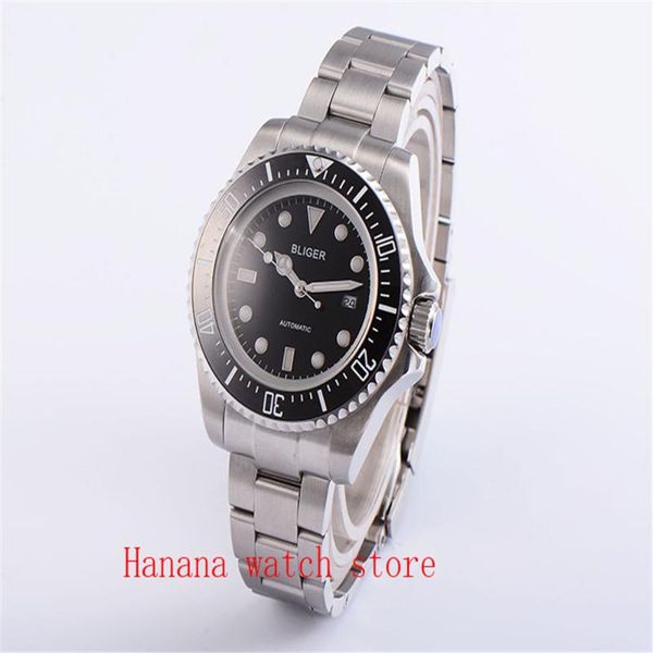 44mm black big dial men's wrist watch bliger luminous marks steel band watches miyota movement automatic watch, Slivery;brown
44mm black big dial men's wrist watch bliger luminous marks steel band watches miyota movement automatic watch, Slivery;brown