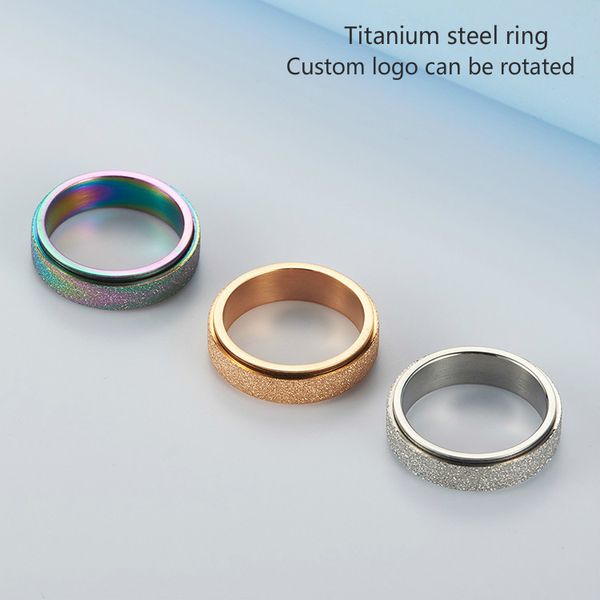 rose gold titanium steel frosted rotating colorful pearl sand ring charm personality jewelry can be customized logo factory direct sales, Silver
rose gold titanium steel frosted rotating colorful pearl sand ring charm personality jewelry can be customized logo factory direct sales, Silver